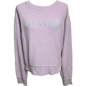 The Seaside Style Ribbed Cotton Sweatshirt Womens Medium Lavender Preppy